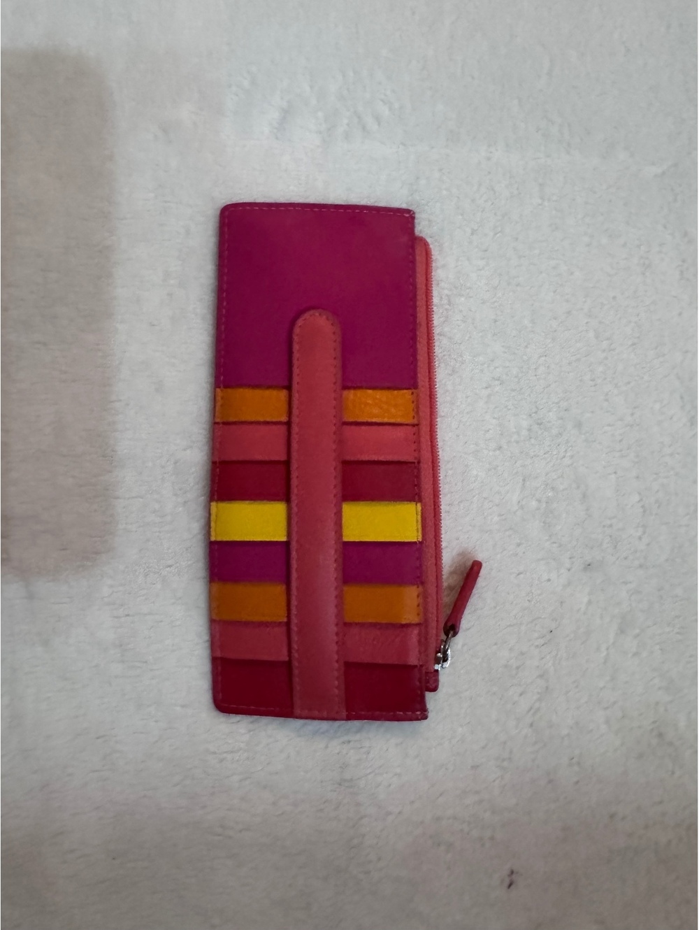 Pink and Yellow Leather Card Wallet
